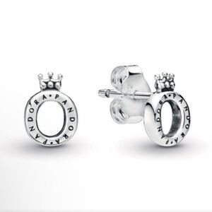 Pandora Polished O Stud Crown 925 Sterling Silver Earrings